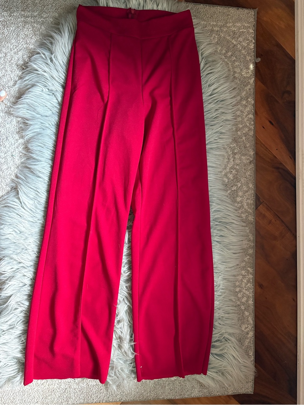 Fashion Nova Bright Red High-Waist Wide-Leg Trousers